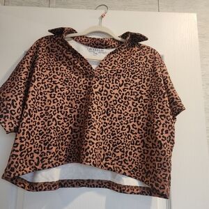 Blakeley Designs Leopard Print Crop Top Size S/M Euc